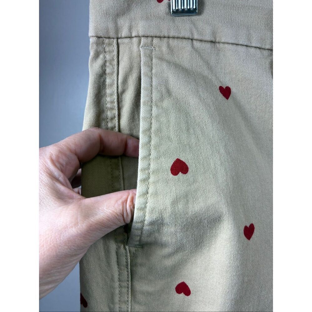 J Crew High Rise Girlfriend Chino Pants in Khaki with Hearts Print Size 6 - Picture 6 of 9